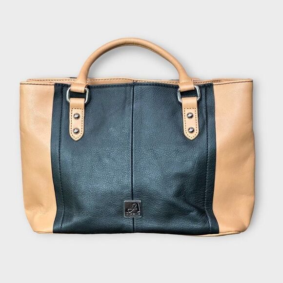 Aurielle Leather Two-tone Black and Tan Purse Handbag - Picture 2 of 12